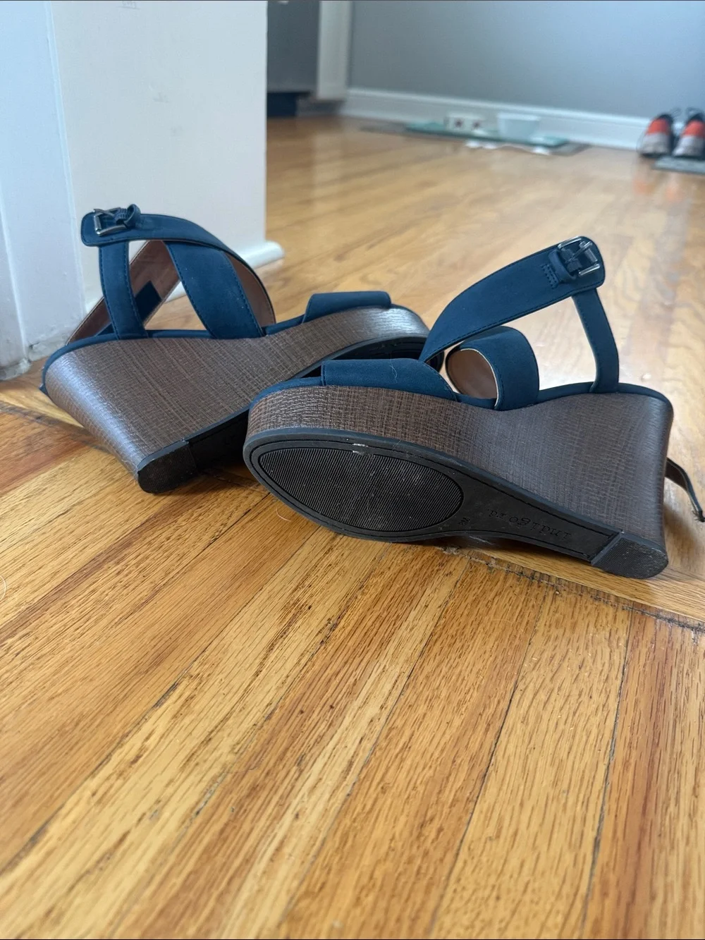 Indigo Blue Strappy Women's Sandals - 8M - Wedges